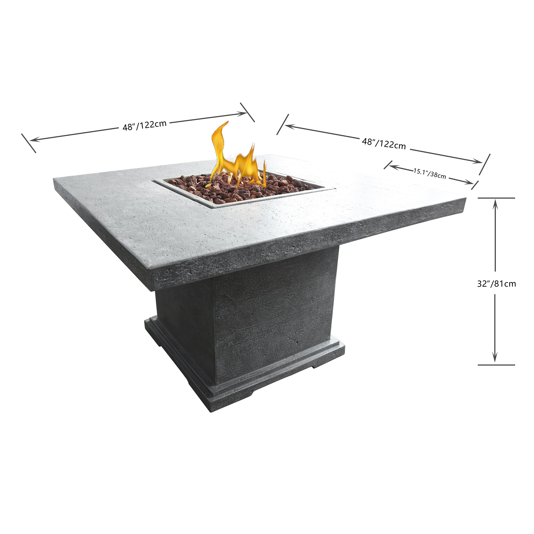 Elementi Concrete Birmaingham Dining Fire Pit Table (OFG202LG)
