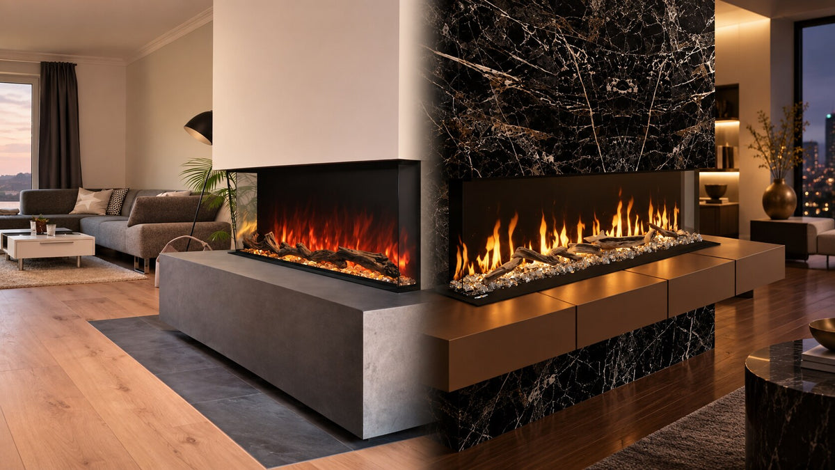 Modern Flames Landscape Pro Multi and Orion Multi fireplaces in a luxury interior comparison