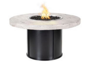 The Outdoor Plus Fresno Wood Grain Concrete and Steel Fire Table.