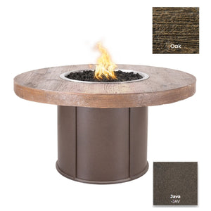 The Outdoor Plus Fresno Wood Grain Concrete and Steel Fire Table.