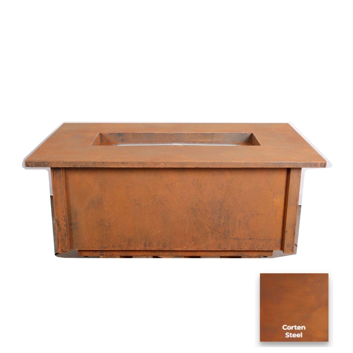 The Outdoor Plus Salinas Corten Steel Fire Table.