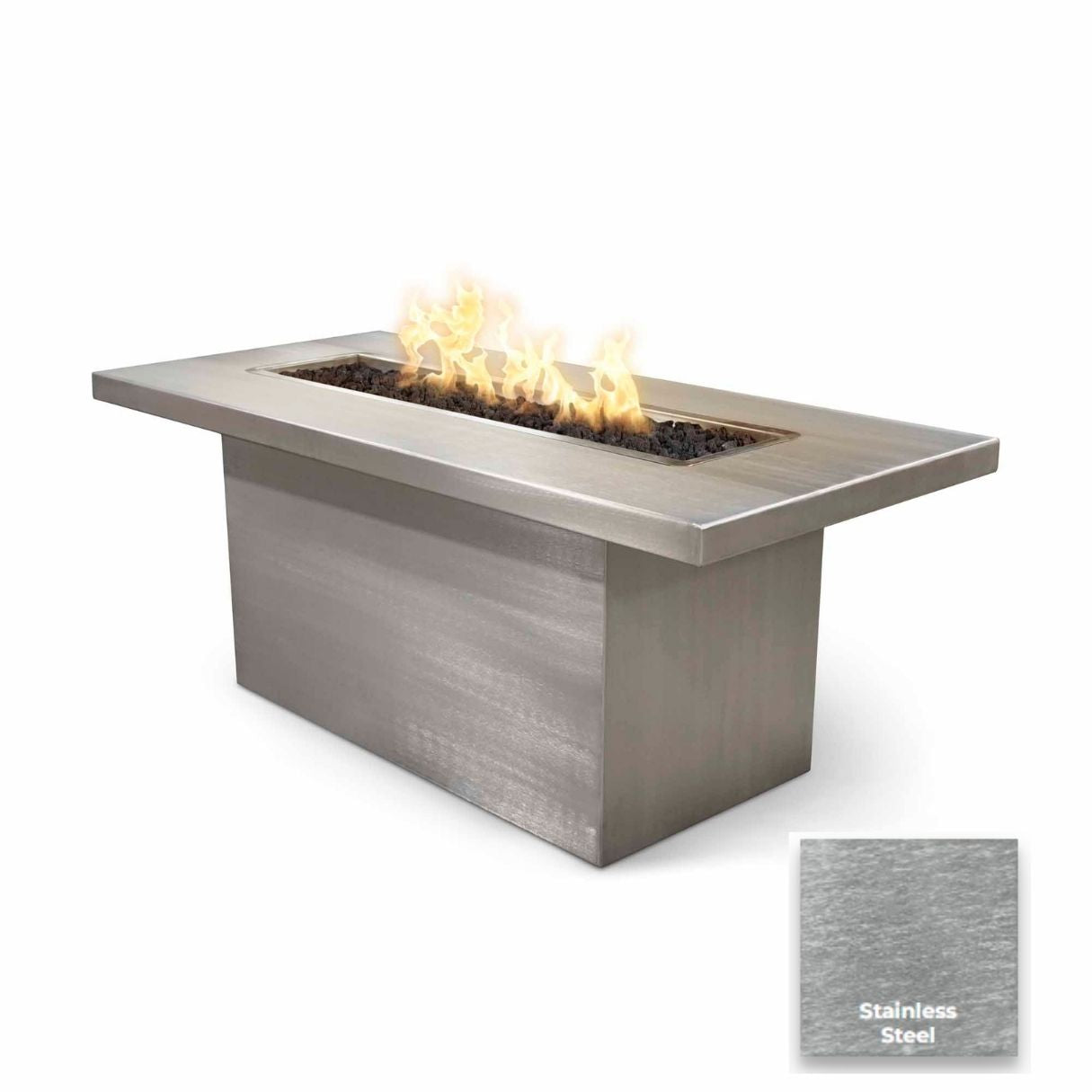 The Outdoor Plus Bella Linear Steel Fire Table.