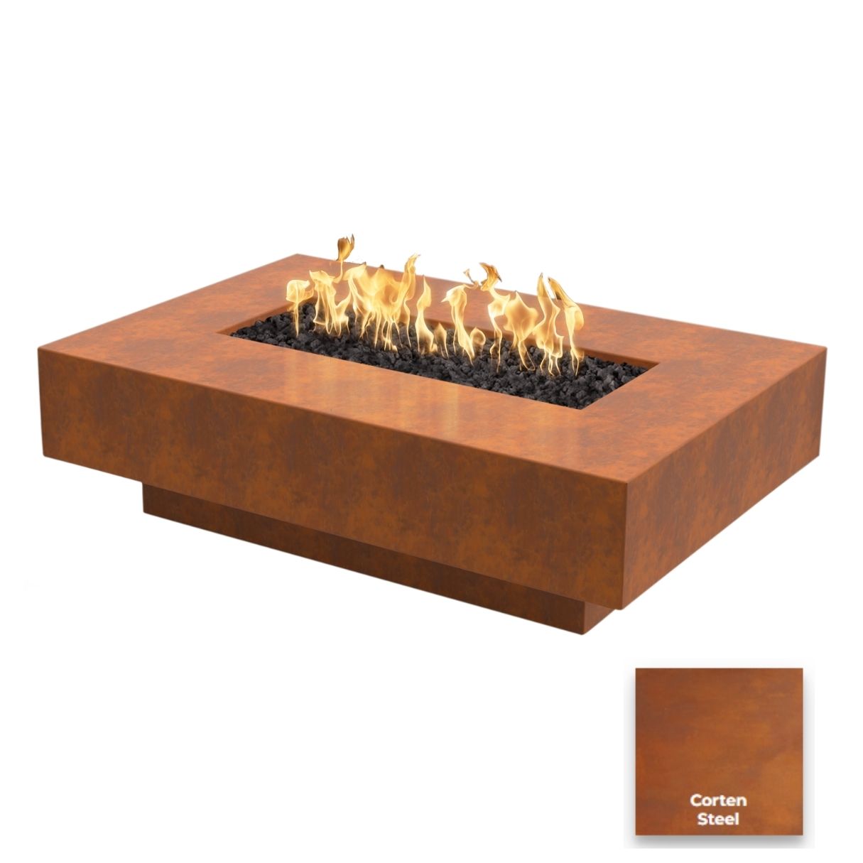 The Outdoor Plus Cabo Linear Metal Fire Pit.