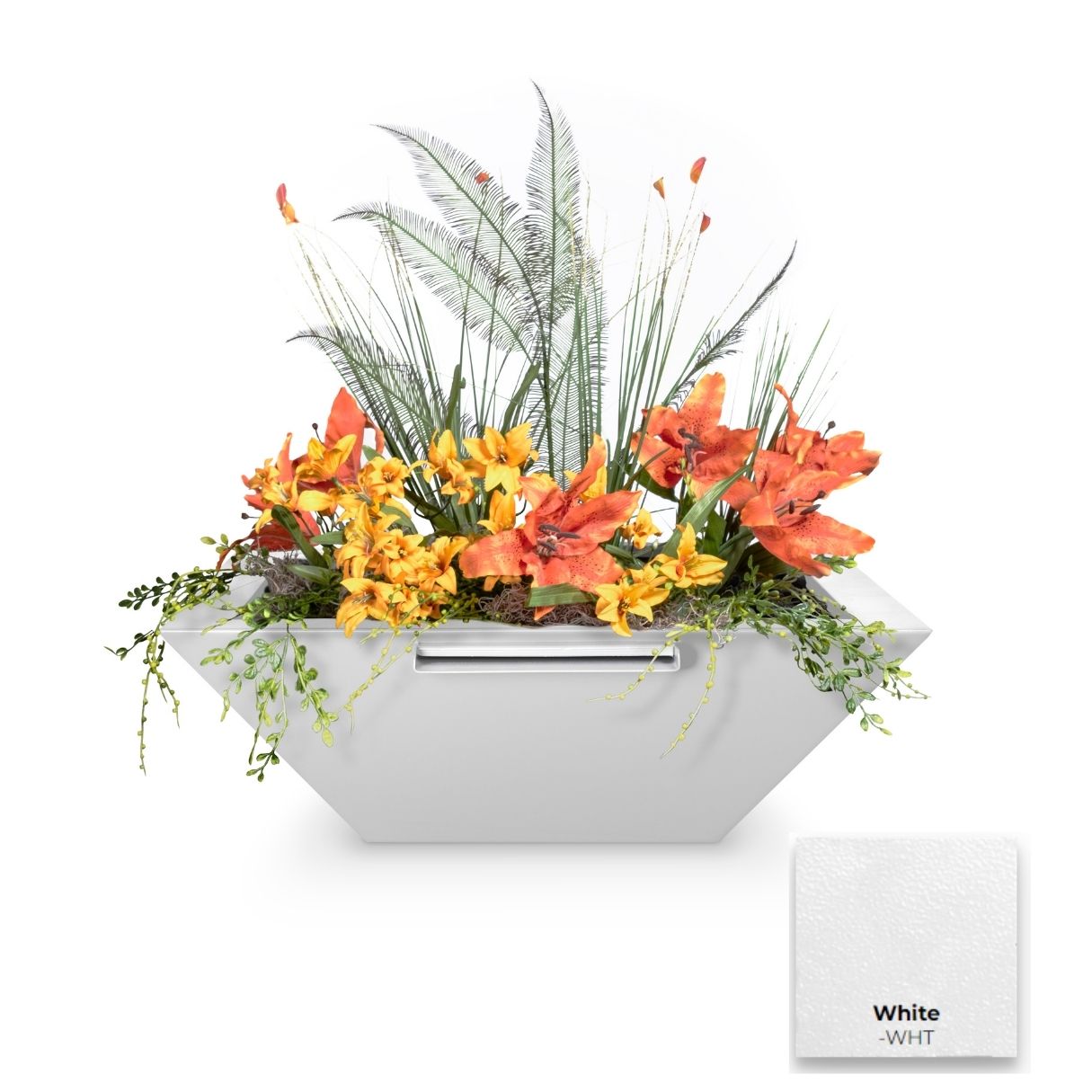The Outdoor Plus Maya Powdercoated Steel Planter & Water Bowl.