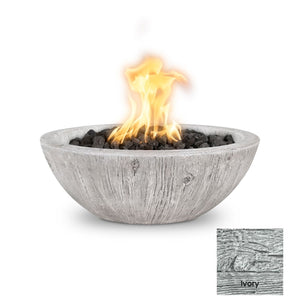 The Outdoor Plus Sedona Wood Grain Concrete Fire Bowl.