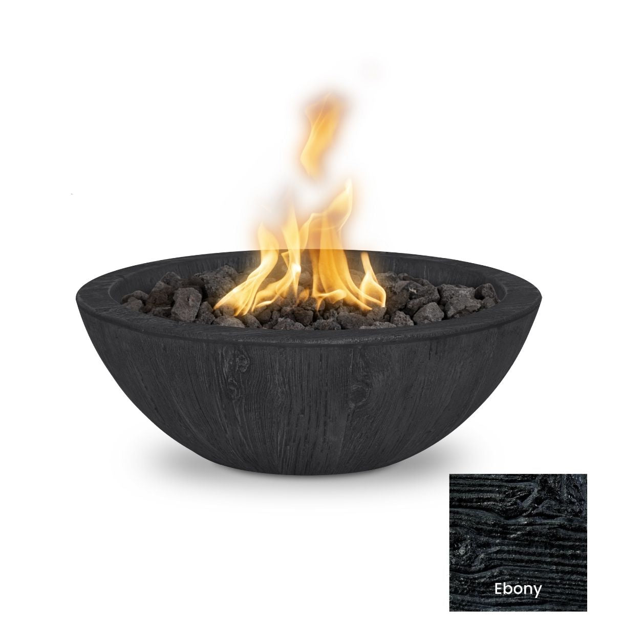 The Outdoor Plus Sedona Wood Grain Concrete Fire Bowl.