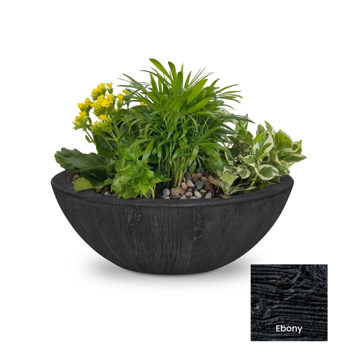 The Outdoor Plus Sedona Wood Grain Concrete Planter Bowl.