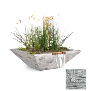 The Outdoor Plus Maya Wood Grain Concrete Planter & Water Bowl.