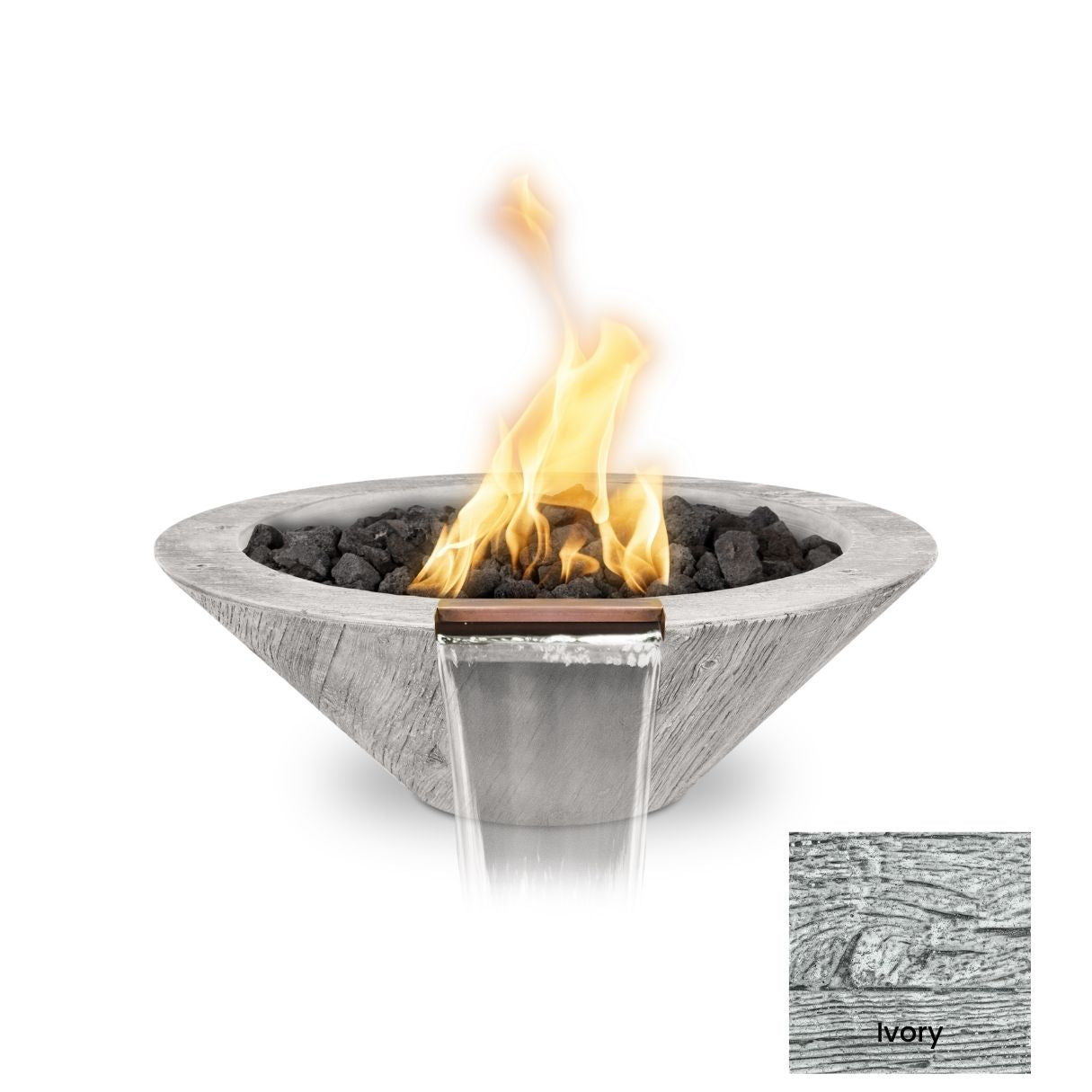 The Outdoor Plus Cazo Wood Grain Concrete Fire & Water Bowl.