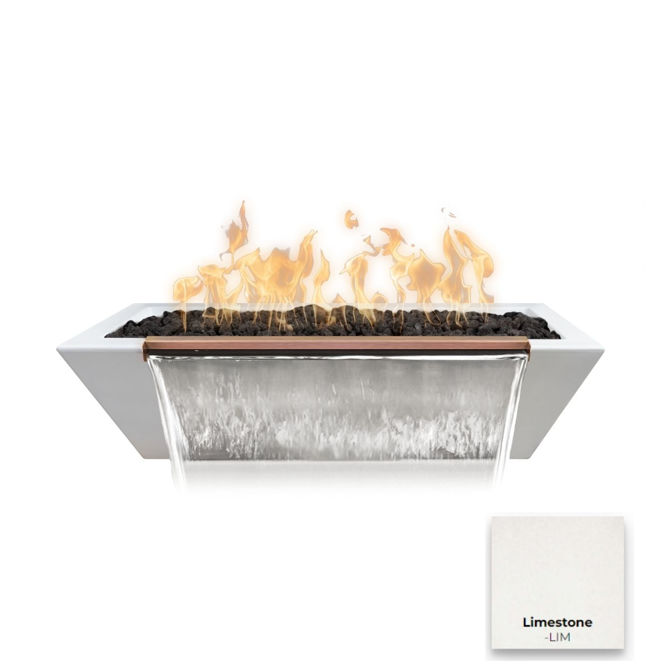 The Outdoor Plus Linear Maya Concrete Fire & Water Bowl.