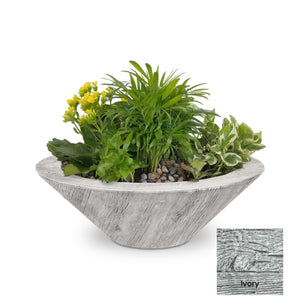 The Outdoor Plus Cazo Wood Grain Concrete Planter Bowl.