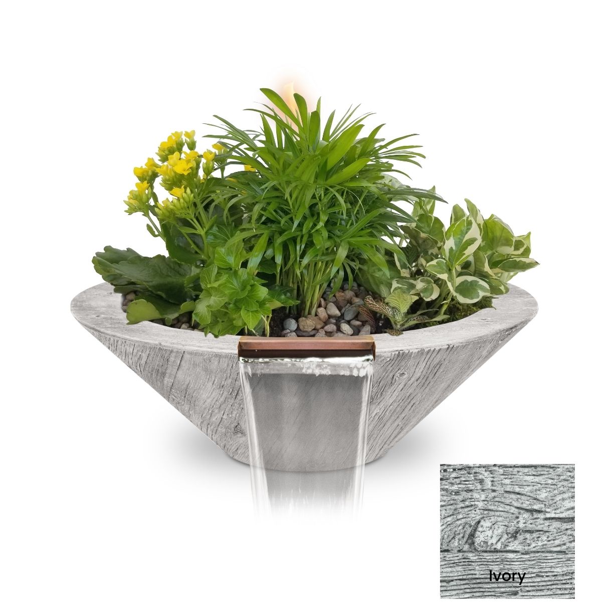 The Outdoor Plus Cazo Wood Grain Concrete Planter & Water Bowl.