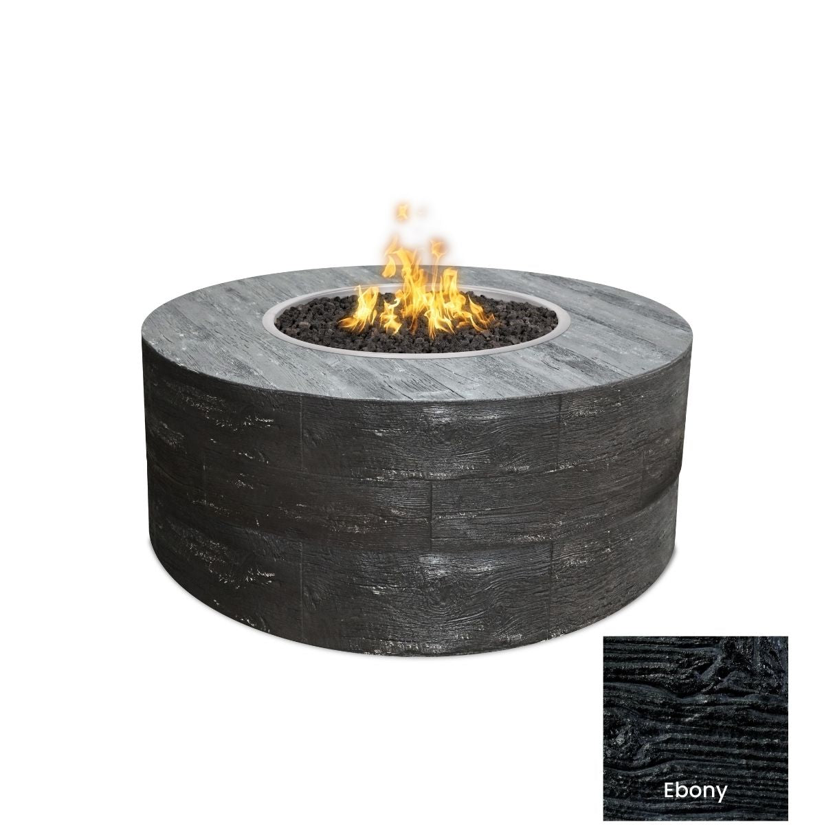The Outdoor Plus Sequoia Wood Grain Concrete Fire Pit.