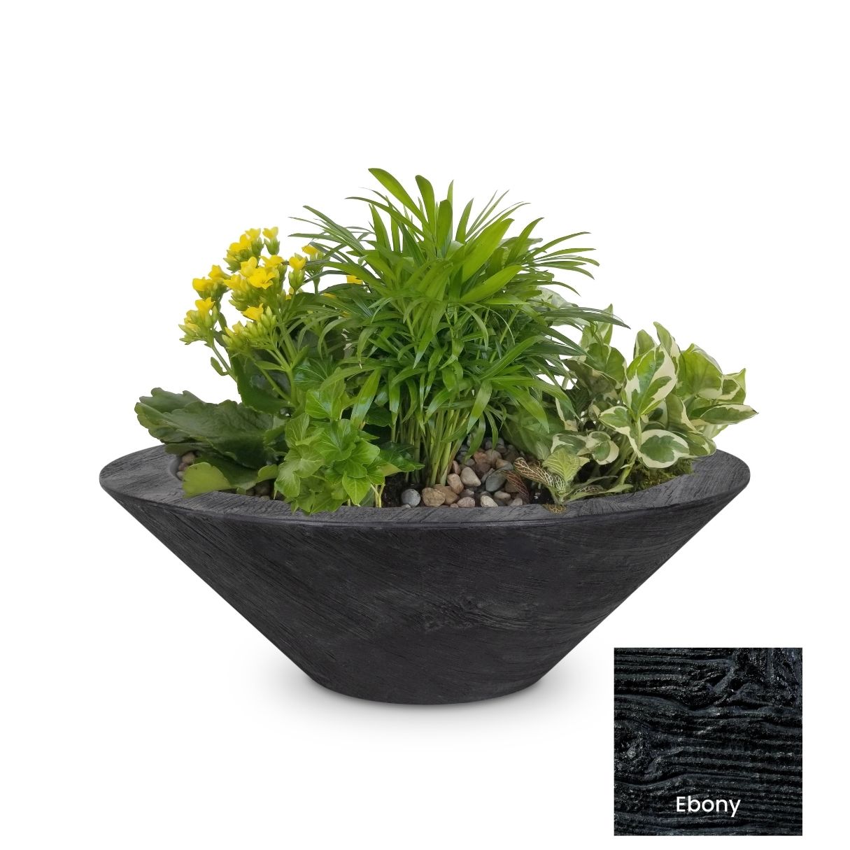 The Outdoor Plus Cazo Wood Grain Concrete Planter Bowl.