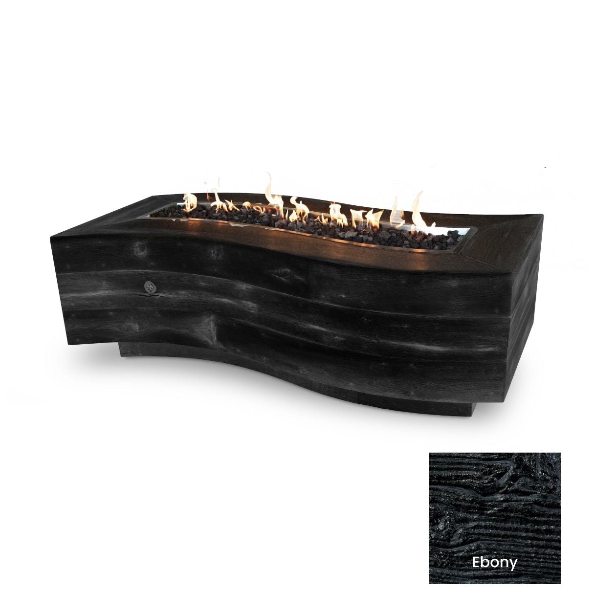 The Outdoor Plus Big Sur Wood Grain Concrete Fire Pit.