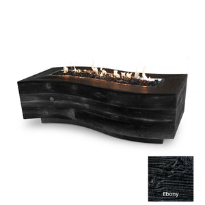 The Outdoor Plus Big Sur Wood Grain Concrete Fire Pit.