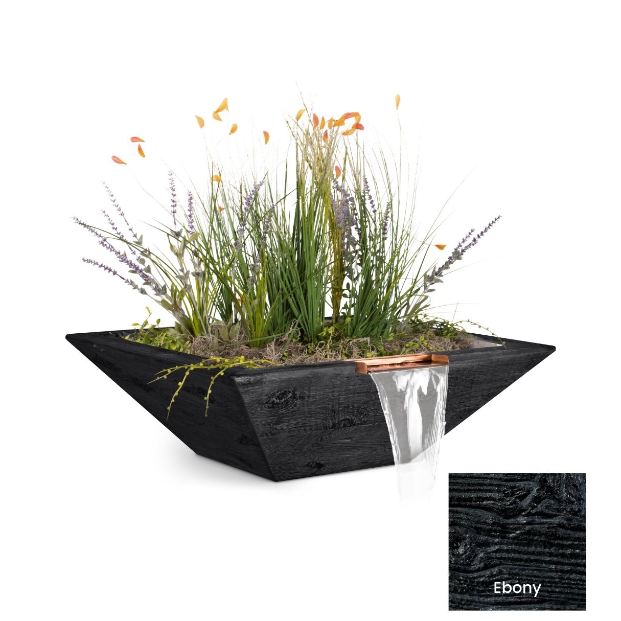 The Outdoor Plus Maya Wood Grain Concrete Planter & Water Bowl.