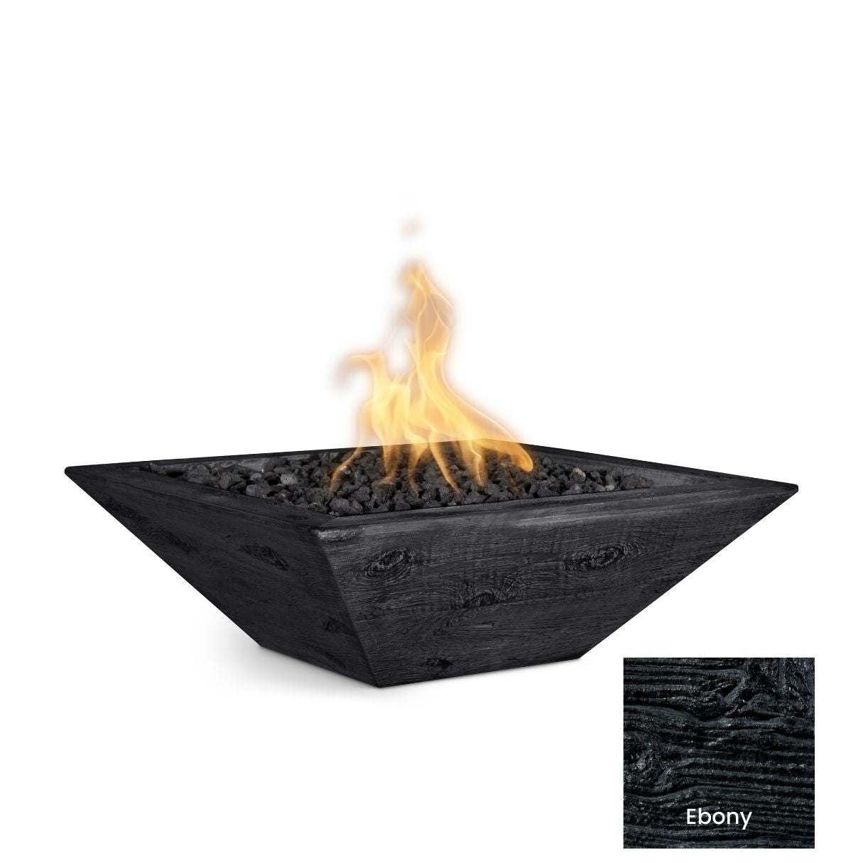 The Outdoor Plus Maya Wood Grain Concrete Fire Bowl.