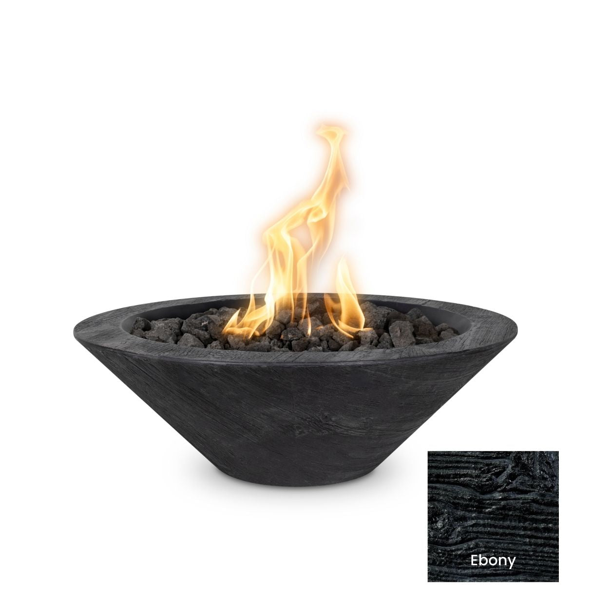 The Outdoor Plus Cazo Wood Grain Concrete Fire Bowl.