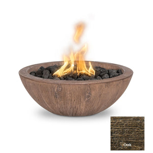 The Outdoor Plus Sedona Wood Grain Concrete Fire Bowl.