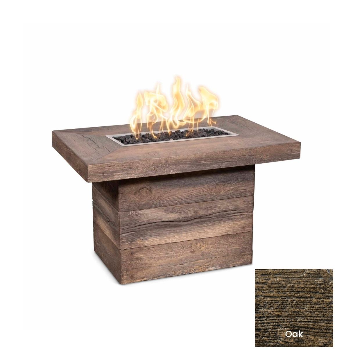 The Outdoor Plus Alberta Wood Grain Concrete Fire Pit.