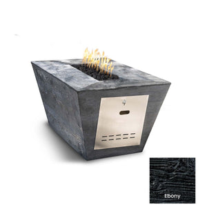 The Outdoor Plus Plymouth Rectangular Wood Grain Concrete Fire Pit.
