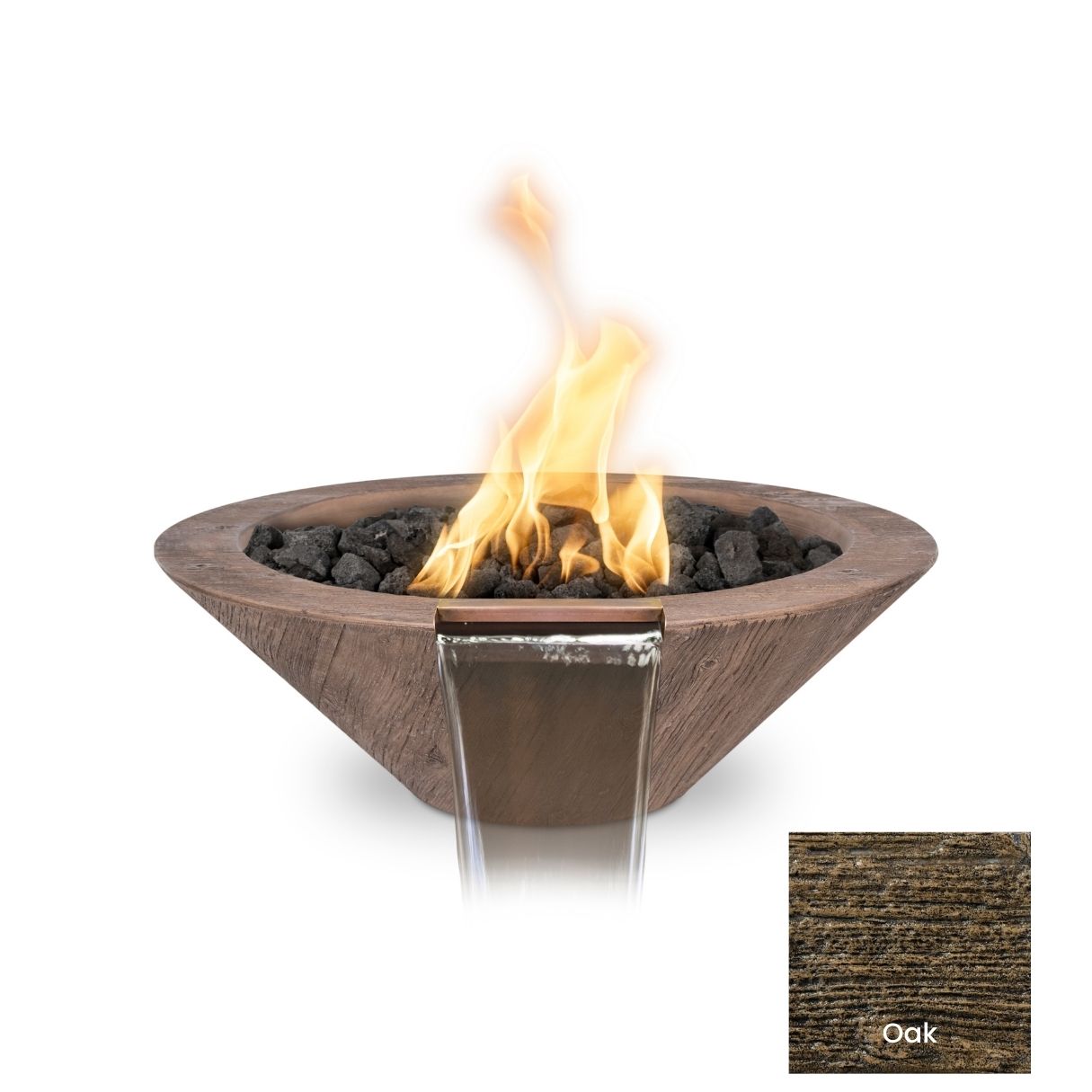The Outdoor Plus Cazo Wood Grain Concrete Fire & Water Bowl.
