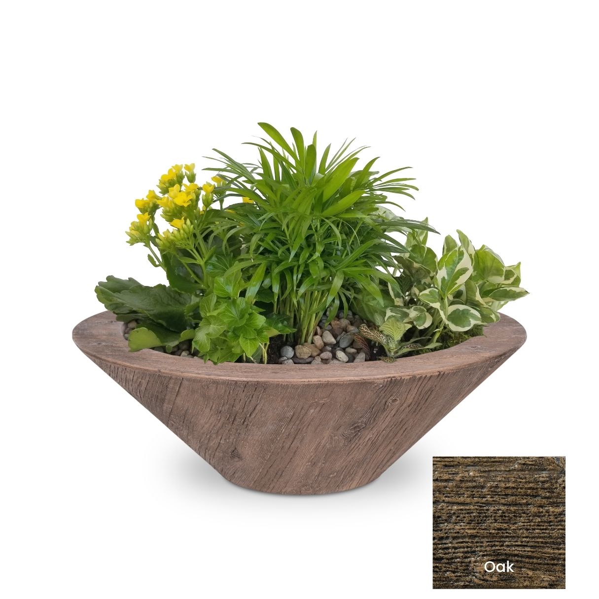 The Outdoor Plus Cazo Wood Grain Concrete Planter Bowl.