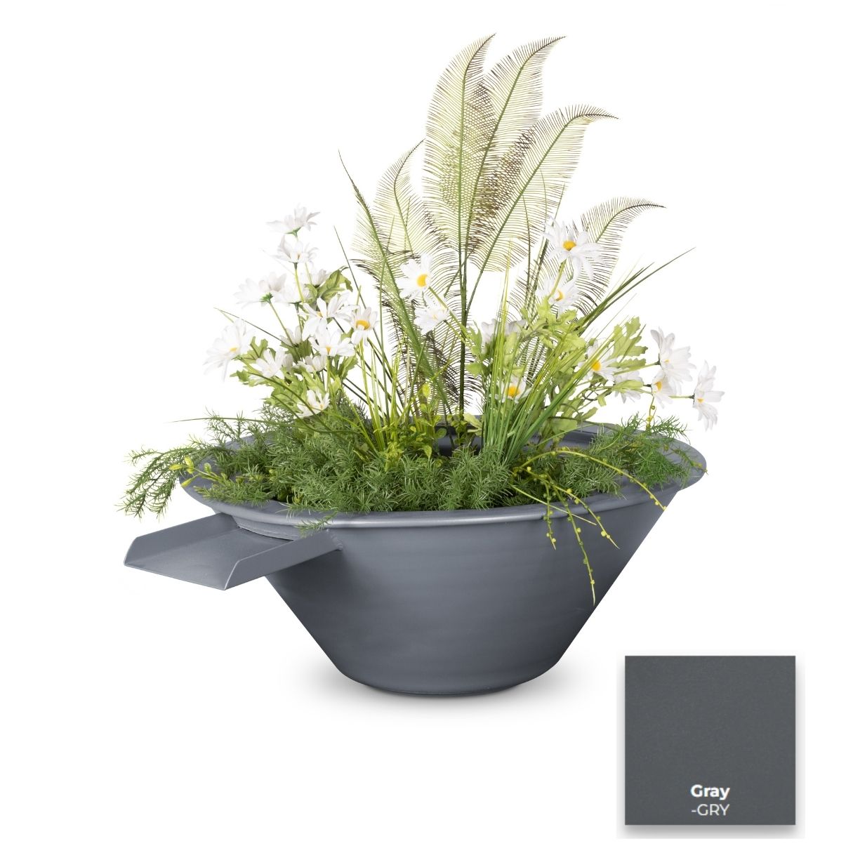 The Outdoor Plus Cazo Powdercoated Steel Planter & Water Bowl.