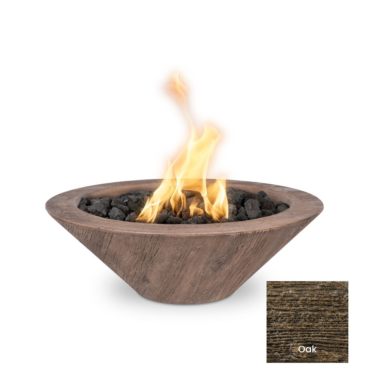 The Outdoor Plus Cazo Wood Grain Concrete Fire Bowl.