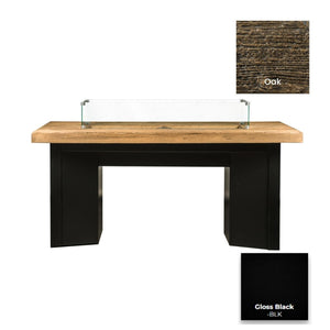 The Outdoor Plus Alameda Wood Grain Concrete and Steel Fire Table.