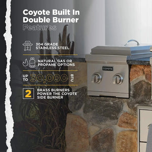 Coyote Built-In Double Side Burner - C1DB LP/NG.