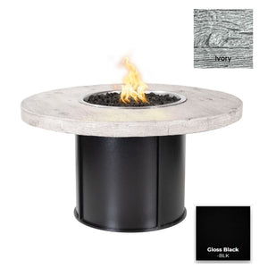 The Outdoor Plus Fresno Wood Grain Concrete and Steel Fire Table.