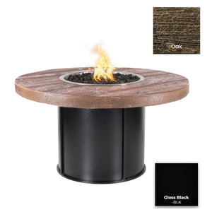 The Outdoor Plus Fresno Wood Grain Concrete and Steel Fire Table.