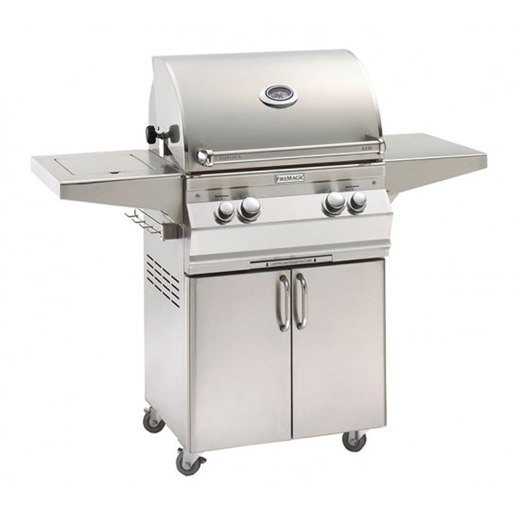 Fire Magic Aurora 29.5-Inch Natural Gas Freestanding Grill with 1 Sear Burner, Backburner, Rotisserie Kit and Analog Thermometer (A430S-8LAN-61).