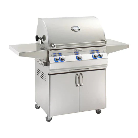 Fire Magic Aurora A660s 30-Inch Propane Gas Freestanding Grill with 1 Sear Burner, Backburner and Analog Thermometer (A660S-8LAP-61).