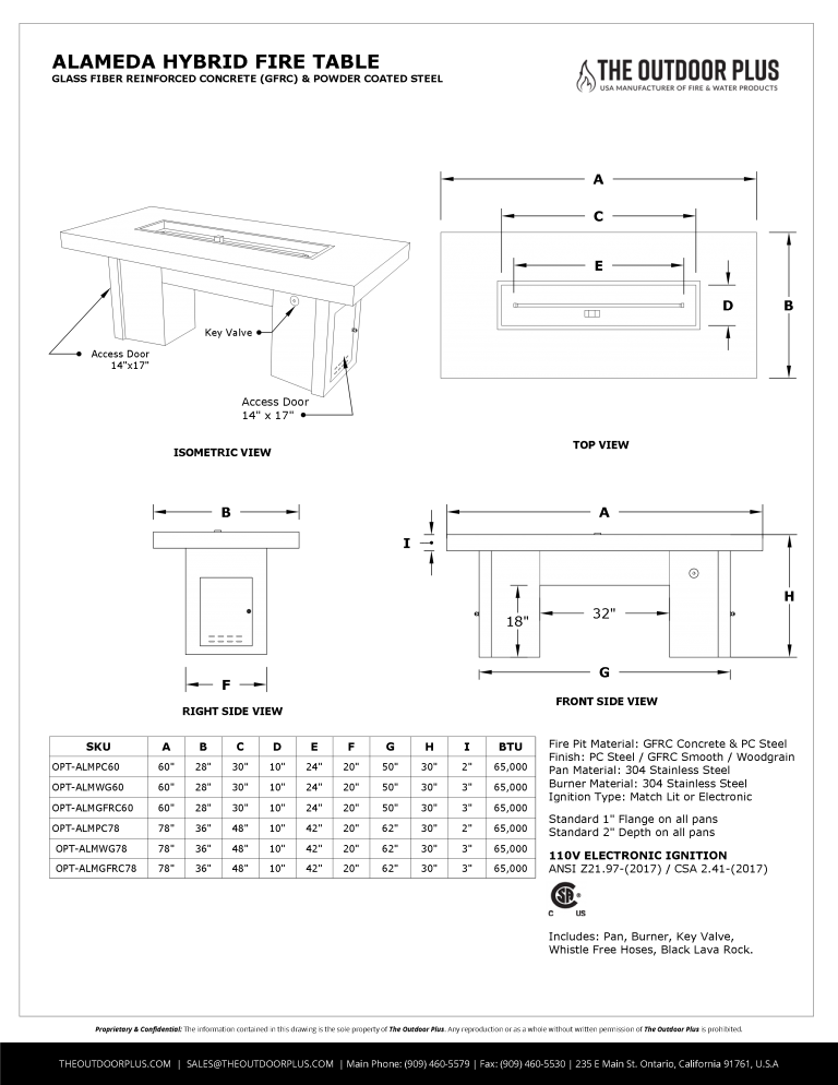 The Outdoor Plus Alameda Powder Coat Steel Fire Table.