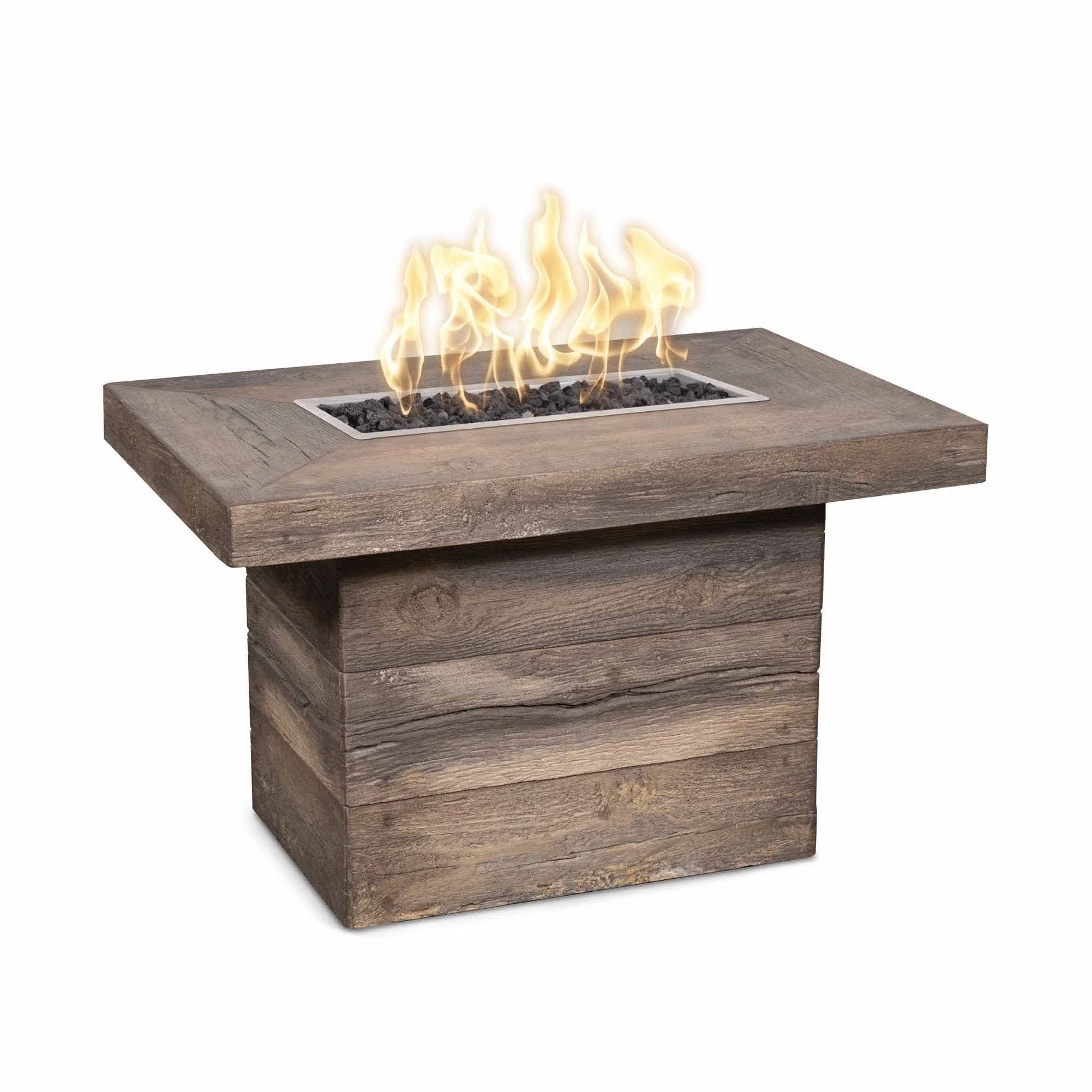 The Outdoor Plus Alberta Wood Grain Concrete Fire Pit.
