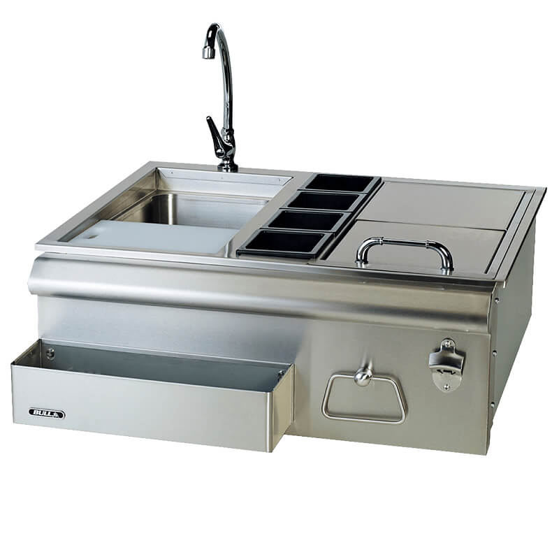 Bull 30 Inch Stainless Steel Slide-In Bar Center With Ice Chest & Sink - 97623.