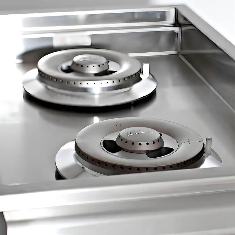 Bull Built-In Gas Double Side Burner With Stainless Steel Lid.