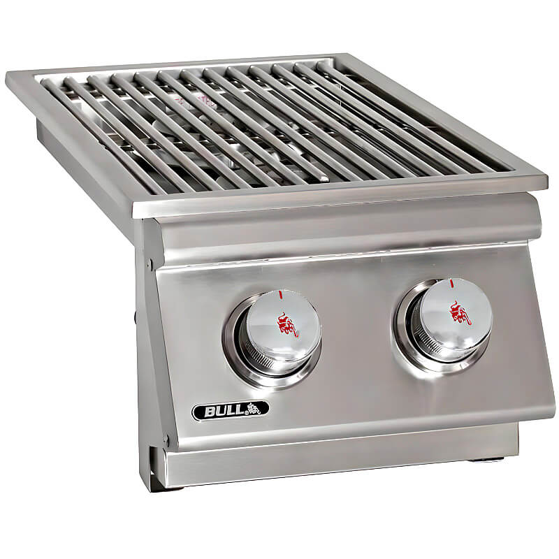 Bull Built-In Gas Double Side Burner With Stainless Steel Lid.