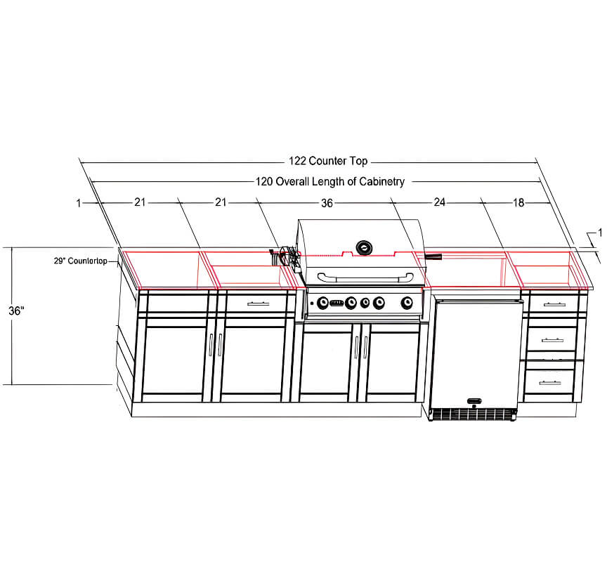 Bull Charleston 10 Ft Dura Outdoor Kitchen.