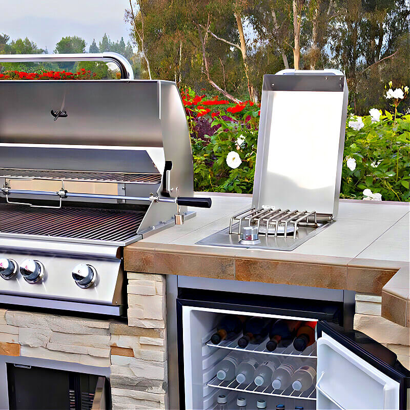 Bull Drop In Gas Single Side Burner With Stainless Steel Lid.