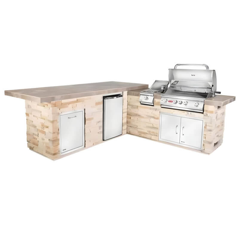 Bull Gourmet Q L-Shaped BBQ Grill Island.