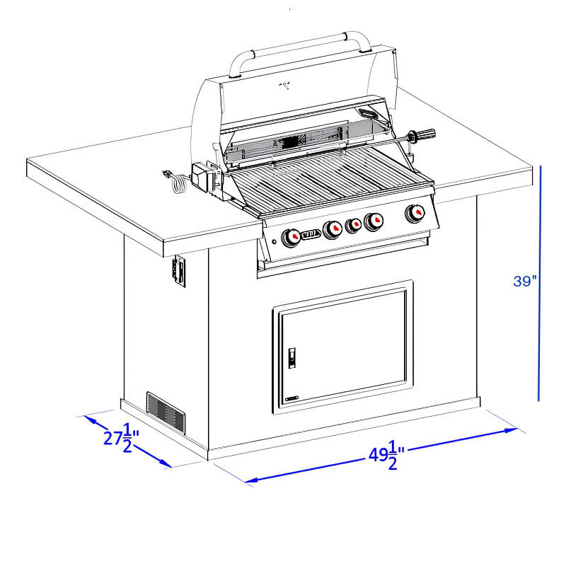 Bull Master Q 5.5 Ft BBQ Grill Island.