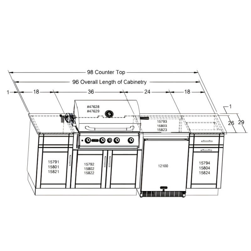 Bull Myrtle Beach 8 Ft Dura Outdoor Kitchen.