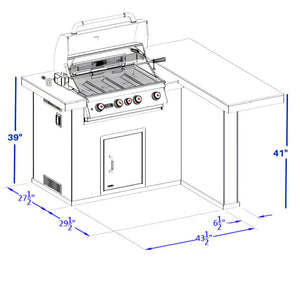 Bull Patio Q L-Shaped BBQ Grill Island.