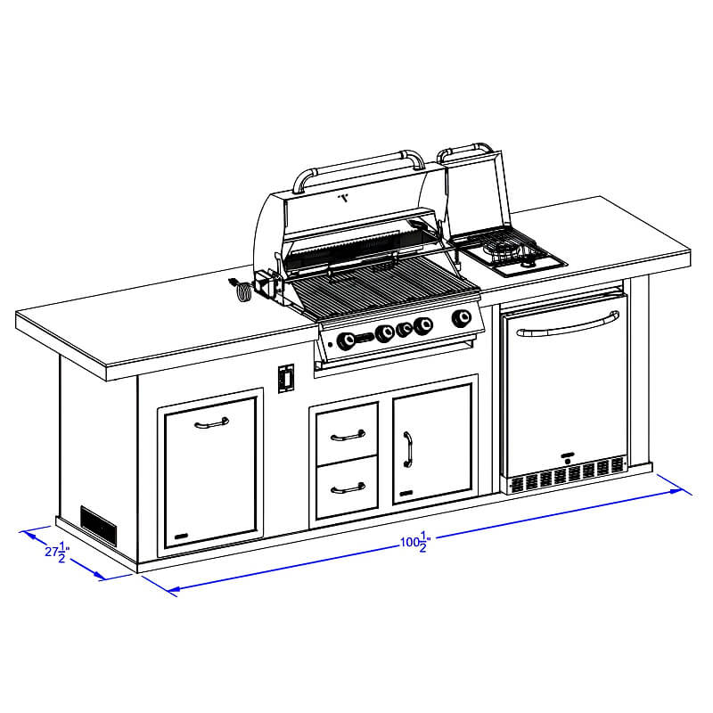 Bull Premier Q 9.5 Ft BBQ Grill Island.