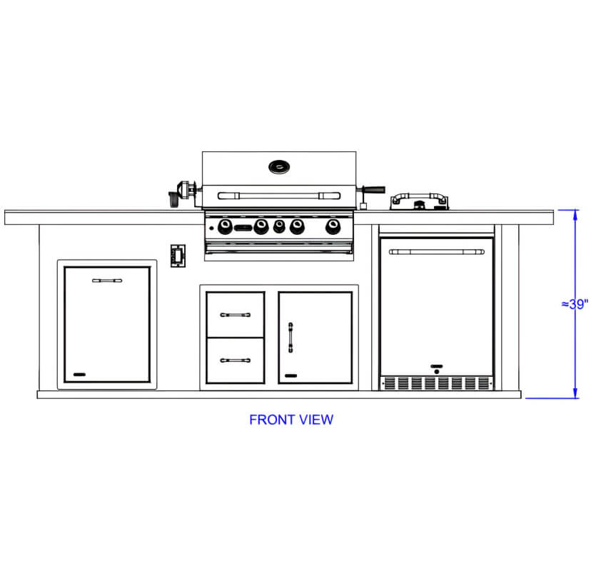 Bull Premier Q 9.5 Ft BBQ Grill Island.
