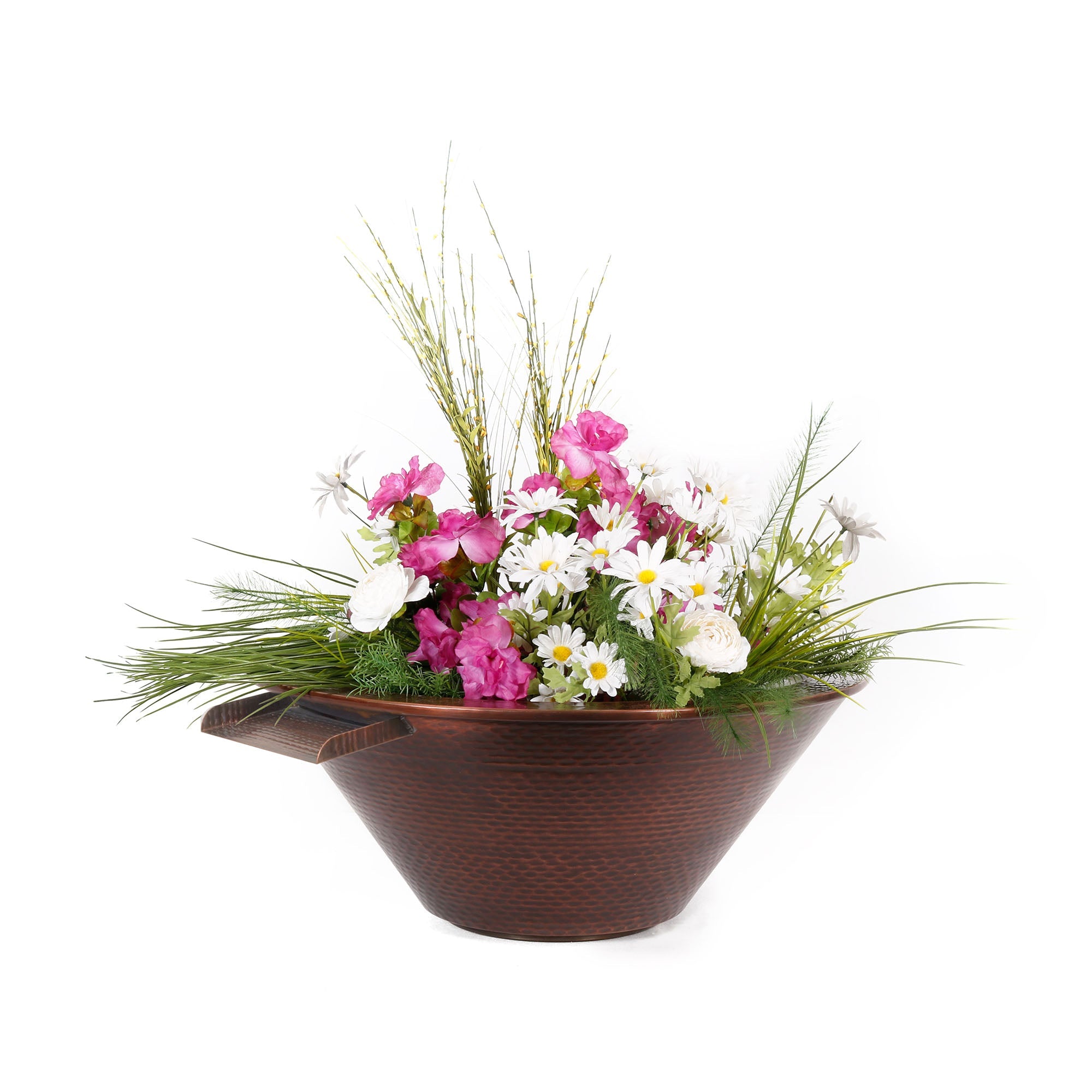 The Outdoor Plus Cazo Hammered Copper Planter & Water Bowl.